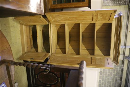 A 19th century pine four door standing corner cabinet, W.98cm